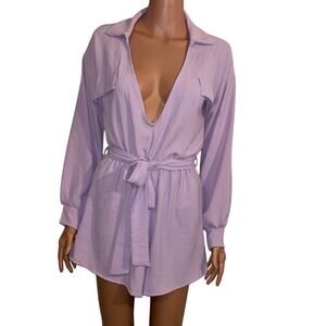 Fashion Nova - Small - Lavender Long Sleeve Romper